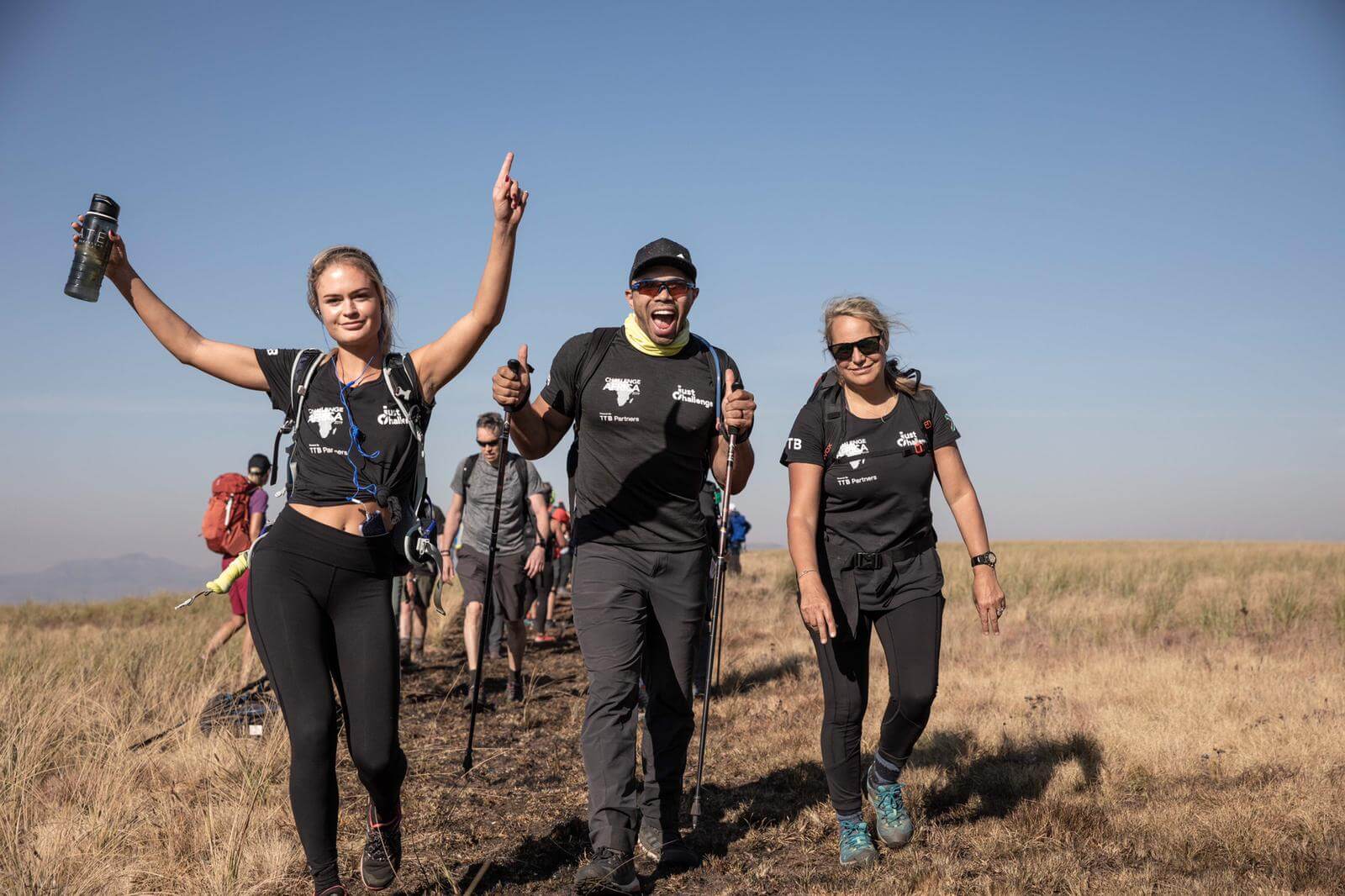 Ella Wills and Bryan Habana lead a group of trekkers